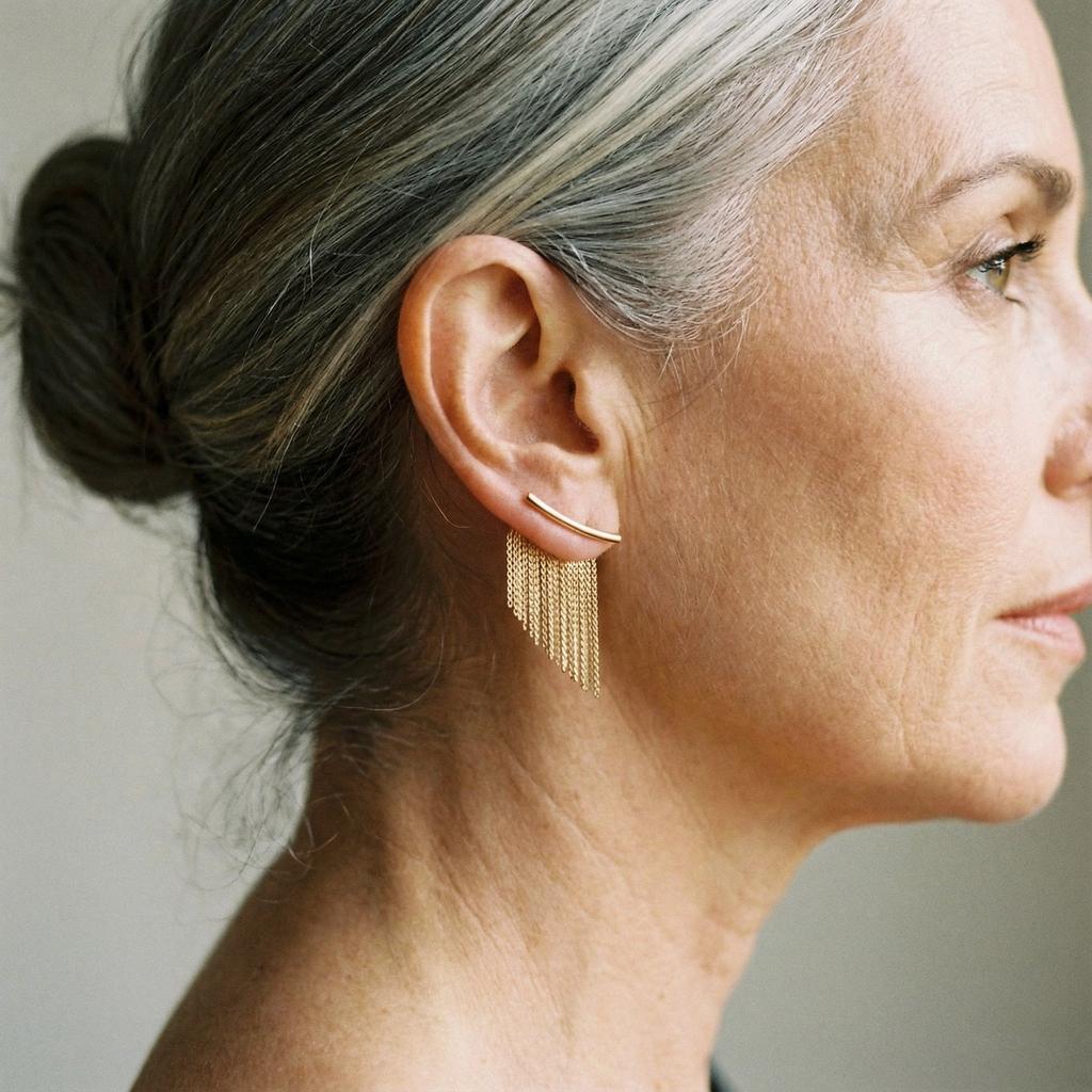 Βιντάζ Κρεμαστά Σκουλαρίκια Χρυσής Κουρτίνας