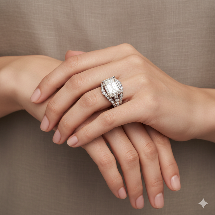 Τετράγωνο Δαχτυλίδι από Κράμα με Διαμάντι