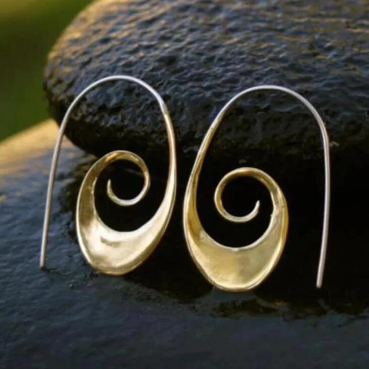 Μποέμ σπειροειδή σκουλαρίκια σε χρυσό και ασημί χρώμα