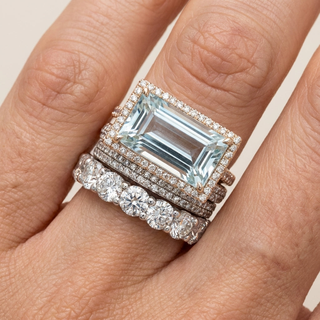 Ρετρό σετ δαχτυλιδιών από ασήμι με γυάλινη πέτρα τυρκουάζ