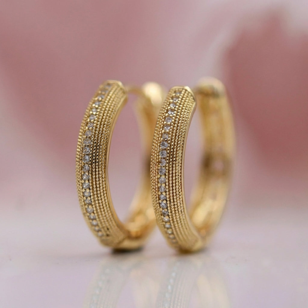 βίντατζ Σκουλαρίκια σε Χρυσό με Κομψό Σχέδιο