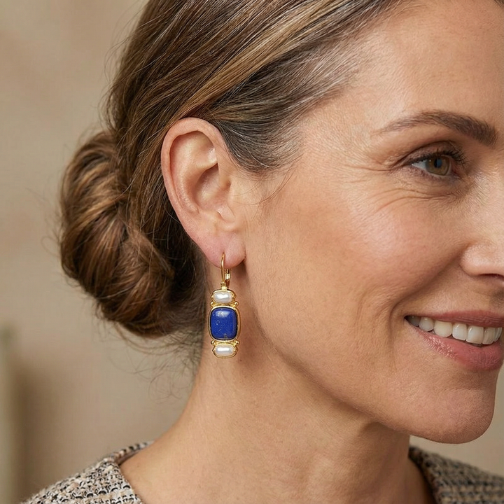 βίντατζ Σκουλαρίκια σε Μπλε και Χρυσό