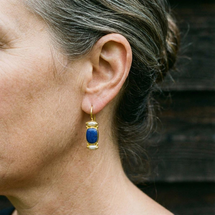 βίντατζ Σκουλαρίκια σε Μπλε και Χρυσό