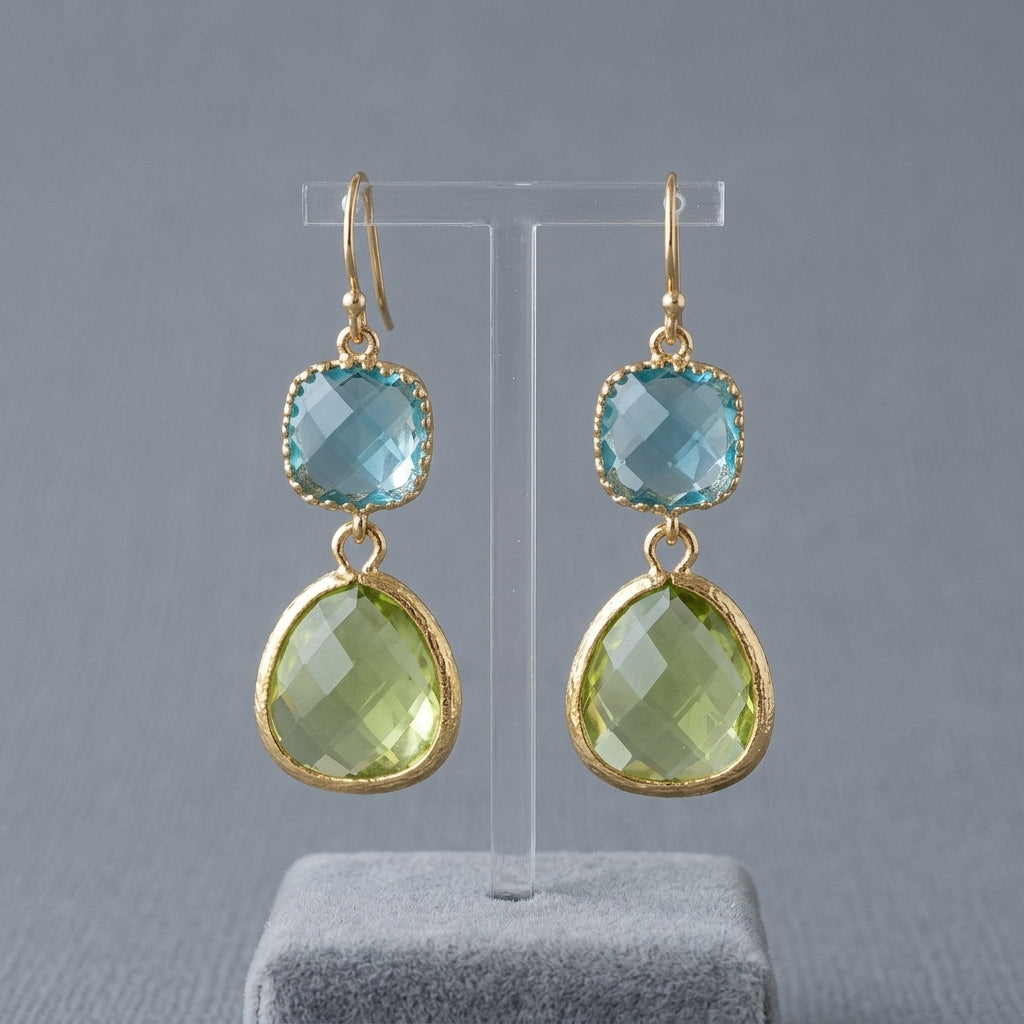 βίντατζ σκουλαρίκια με Τουρκουάζ και Φεγγαρόπετρα